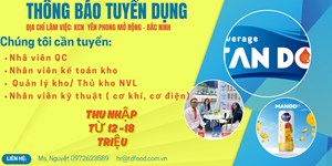 Công ty TNHH nước giải khát Tân Đô - Bắc Ninh cần tuyển 